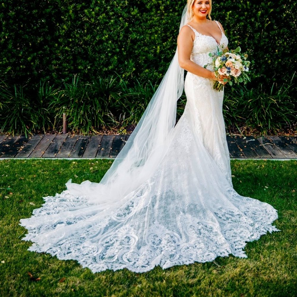 Martina Liana Lace French Fit & Flare Wedding Gown